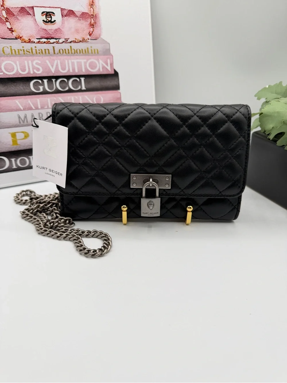Kurt Geiger NWT Quilted Leather Chain Bag/Wallet
